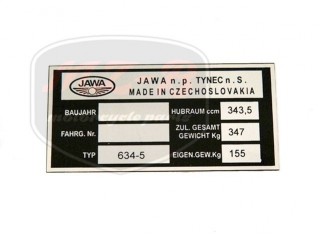 JAWA 350  6V TYPSCHILD /634-5/