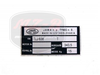JAWA 350 12V TYPSCHILD /638/