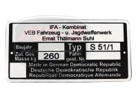 SIMSON 51 TYPSCHILD /S51/ 1/