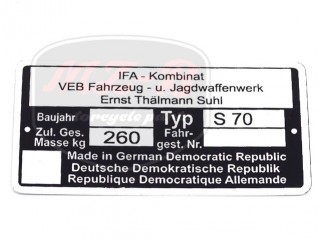 SIMSON 70 TYPSCHILD /S70/