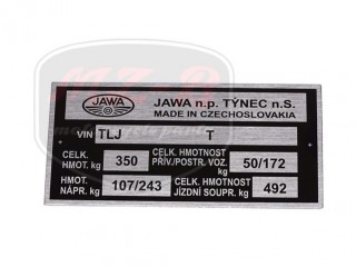 JAWA 350  6V TYPENSCHILD /634-638-640/