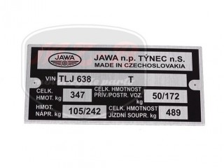 JAWA 638 TYPENSCHILD /638/