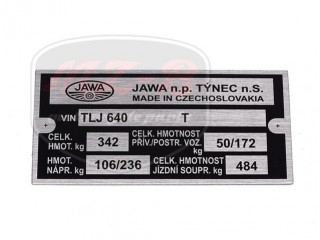 JAWA 640 TYPENSCHILD /640/